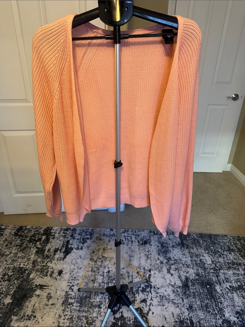 SHEIN Peach Open-Front Knit Cardigan